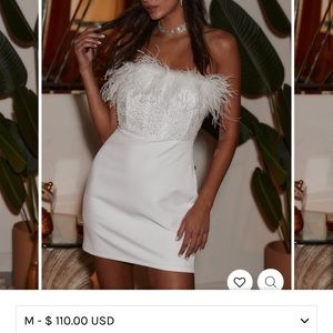 Felicia white faux feather mini dress - 12th tribe